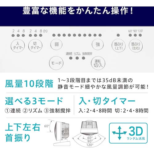 アイリスオーヤマ 291115 大型サーキュレーター DC23cm DCタイプ ホワイト PCF-DC23-W