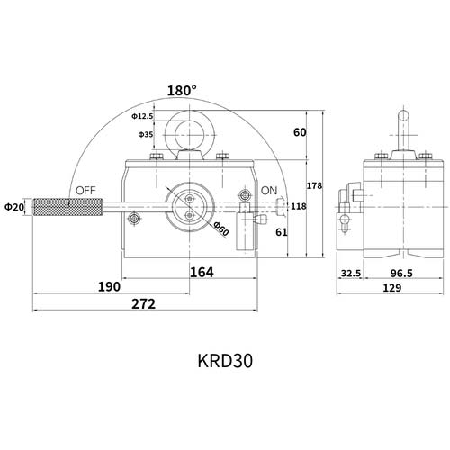 KITO スーパーマグ KRD形 使用荷重 平鋼300kg 丸鋼220kg(Φ200) 永久磁石・リフティングマグネット【選べる使用荷重】 KRD30