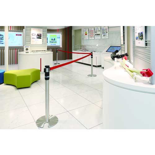 Ｒｅｅｌｅｘ　ベルトパーテーション　黒　人感センサー付音声案内機能搭載　ＢＥＬＰＡ　ＬＳ BLP-506CLS≪お取寄商品≫ 中発販売 株 Reelex ベルトパーテーション 黒 人感センサー付音声案内