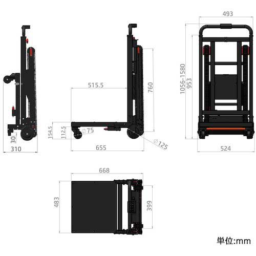 サンコー 折り畳み電動階段のぼれる台車 ELEFLDSBK