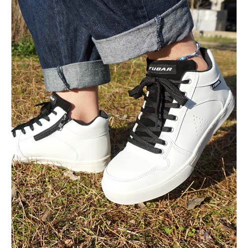 おたふく フーバー ワークシューズ ミドルカット サイドファスナー ホワイト 25.0 FB-841