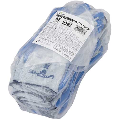 SHOWA ニトリルゴム背抜き手袋 まとめ買い 簡易包装強力グリップ(10双入) ブルー Mサイズ NO360-M10P