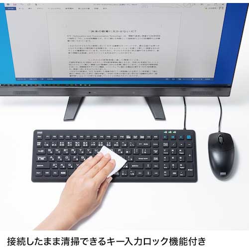 【廃番】SANWA 抗菌防水防塵キーボード SKB-BS7BK