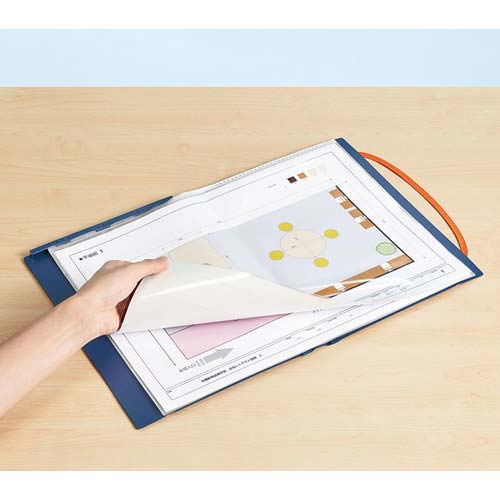 KING JIM 二つ折りクリア-ファイルコンパック A4二つ折り 水色 10ポケット 5894H-LB