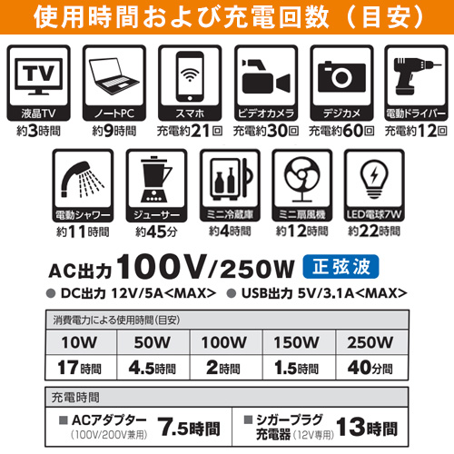 NICHIDO ポータブル電源ピンバン LPE-R250L2