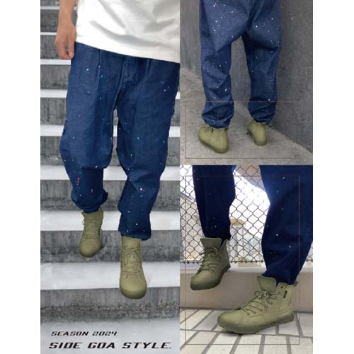 おたふく フーバー ワークシューズ キャンバスハイカット サイドゴア オリーブ 27.0 FB-846