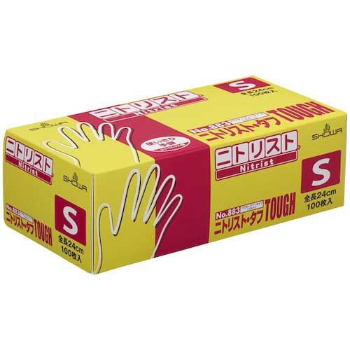 SHOWA ニトリルゴム使い捨て手袋 No883 ニトリスト・タフ100枚入 Sサイズ NO883-S