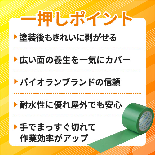 パイオラン 塗装・建築養生用テープ 75mm×25m グリーン 1巻単位 Y-09-GR