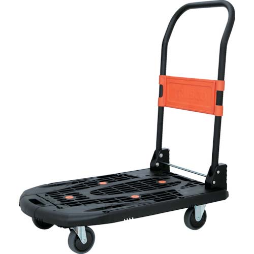 【廃番】TRUSCO 樹脂台車 新型カルティオ 780X490 折畳 黒 【本体+樹脂ストッパー&荷物落下防止柵付】 MPK780-BK-JS-RSK