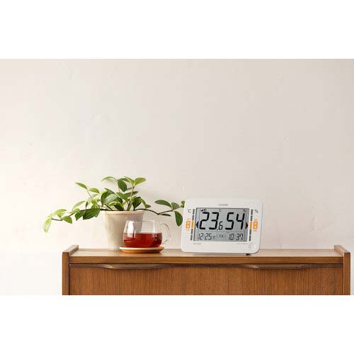 シチズン 高精度 温湿度計 電波時計機能付き 白 132*186*53 8RZ232-003