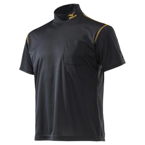 ミズノ ナビドライ ワークシャツ 半袖 ブラックxゴールド XS〜6XL-8 F2JA018299