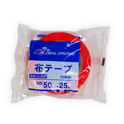 【一時受注停止】富士工業 梱包用 オーキッド カラー布テープ 50mm幅x25M 赤 30巻