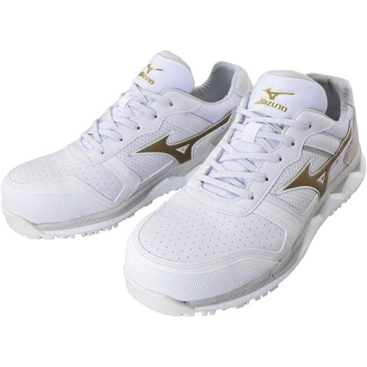 ミズノ オールマイティhw11l 安全靴 ホワイト ゴールド グレー 27 5 F1ga0001の通販 現場市場