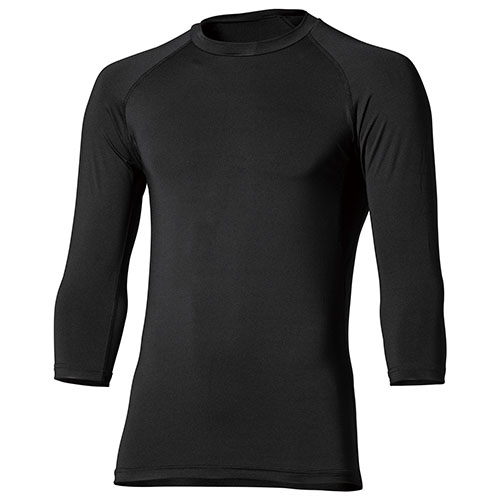 【2025年度完売】おたふく BT冷感・消臭 パワーストレッチ 7分袖クルーネックシャツ11. ブラック LL JW-629