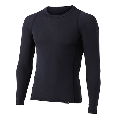 おたふく BT パワーストレッチEVO ロングスリーブ クルーネックシャツ ブラック S JW-726-BK-S