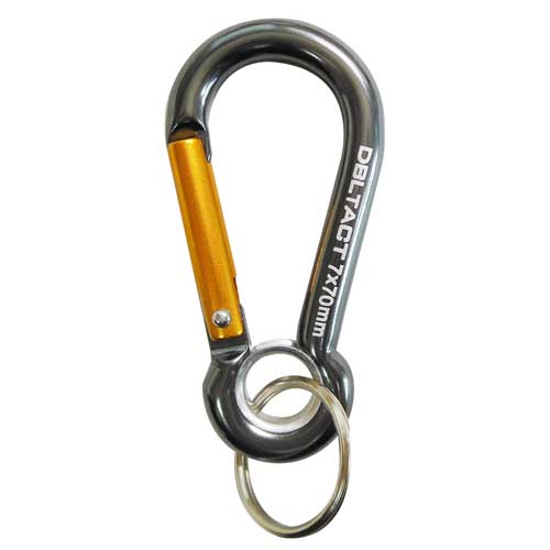 DBLTACT アルミカラビナ 抜け止めO環付 φ7mm ガンメタ×ゴールド DT-AKO-271