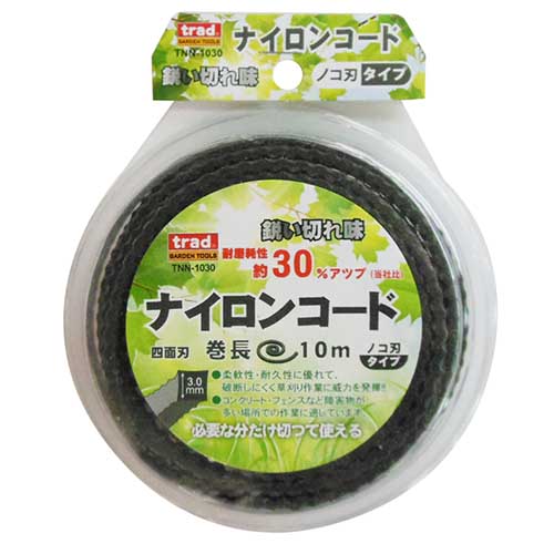 trad ナイロンコード 四面刃 ノコ刃タイプ3.0mm 10m TNN-1030