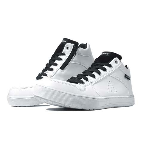 おたふく フーバー ワークシューズ ミドルカット サイドファスナー ホワイト 25.0 FB-841