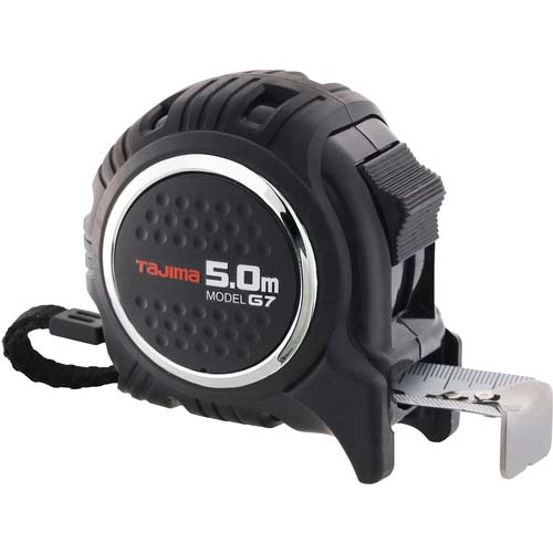 タジマ コンベックス G7ロック25 5.0m 尺相当目盛付 黒/黒 G7L2550S