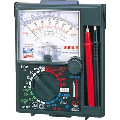 SANWA アナログマルチテスタ 保護ケース一体型 SP-18D