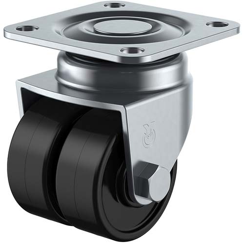 ユーエイ プレート式低床式重荷重用双輪キャスター(ナイロン車)