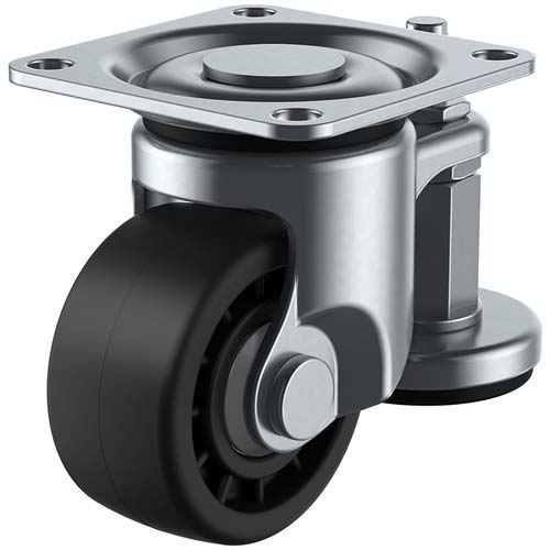 ユーエイ プレート式 自在 アジャスター付キャスター 強化ナイロン 車輪径75mm AFタイプ HG-AF型 取付寸法71×71 HG-75GNB-AF