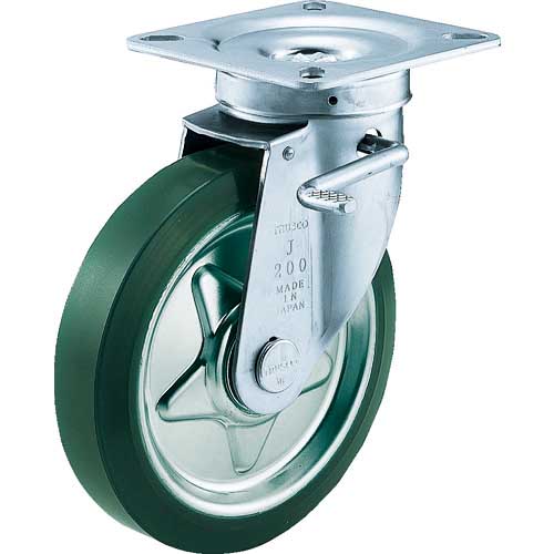 TRUSCO プレス製ウレタンキャスター 自在ダブルストッパー付 Φ75 TUJB-75
