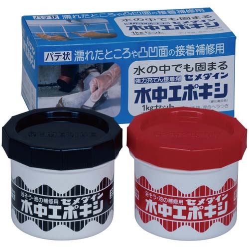 セメダイン 水中エポキシ 1kgセット(水の中でも固まる) AP-001