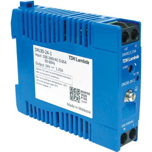 TDKラムダ DINレール取付専用ユニット型電源 DRJ 30W ブロック端子 DRJ30-24-1