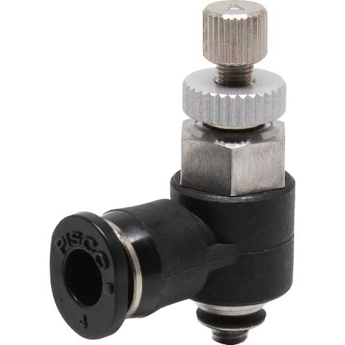 PISCO スピードコントローラ エルボ メーターアウト制御チューブ4ネジM3X0.5 JSC4-M3A