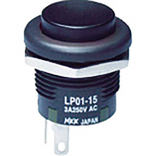 NKKスイッチズ 低背形押ボタンスイッチ LP ボタン黒 単極ON-(ON) LP01-15CCKNS1K