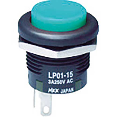 NKKスイッチズ 低背形押ボタンスイッチ LP ボタン緑 単極ON-(ON) LP01-15CCKNS1M