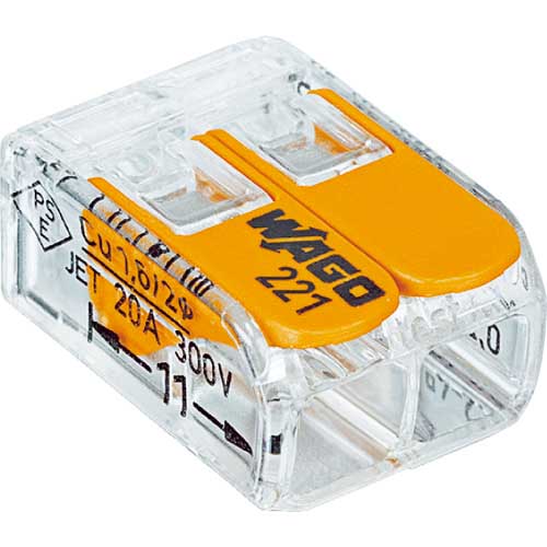 WAGO WFR-2 より線・単線ワンタッチ接続可能コネクタ 2穴用 100個入