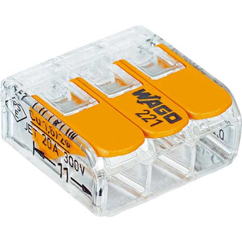 WAGO WFR-3 より線・単線ワンタッチ接続可能コネクタ 3穴用 50個入