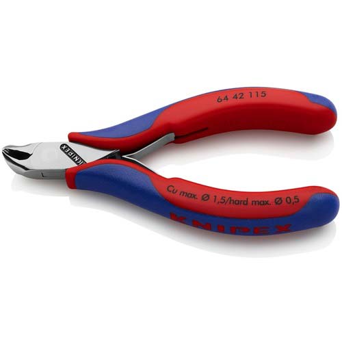 KNIPEX エレクトロニクスエンドカッティングニッパー オブリケ(27°傾斜) 6442-115