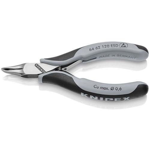 KNIPEX エレクトロニクスエンドカッティングニッパー オブリケ(65°傾斜) ESDハンドル(静電気防止) 6462-120ESD