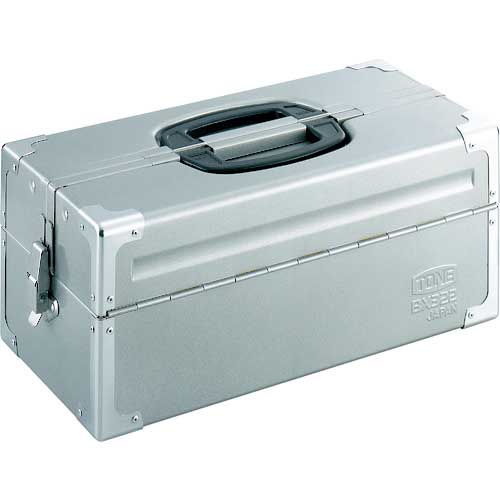 TONE スチール製工具箱 ツールケース(メタル) V形2段式 シルバー 外形寸法195mm BX322SV