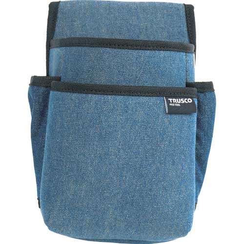 【廃番】TRUSCO デニム腰袋 小型 2段 ブルー TDC-T101