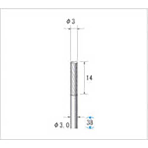 ナカニシ 逆回転用超硬カッター 円筒型 シングルカット φ3×14×軸φ3 24701