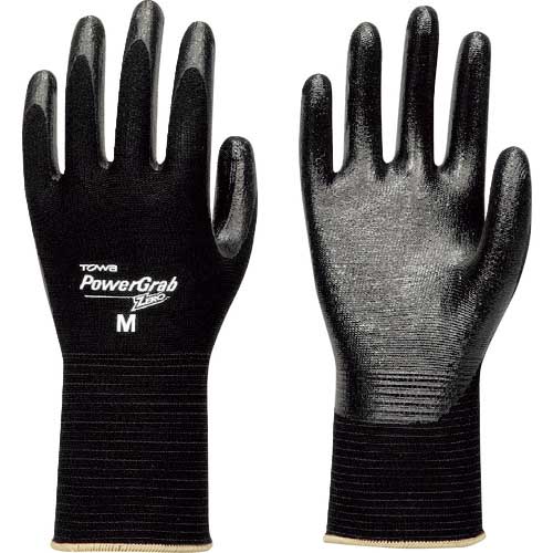 トワロン ニトリル背抜き手袋 パワーグラブZERO ブラック M 512-M