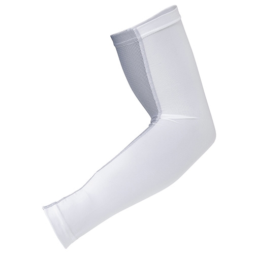 おたふく 冷感 パワーストレッチ アームカバーメッシュ ホワイト×グレー JW-619-WH/GR