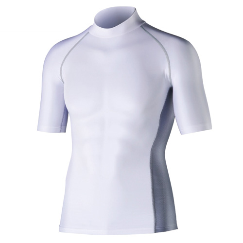 【廃番】おたふく 冷感 消臭 パワーストレッチ半袖ハイネックシャツ ホワイト L JW-624-WH-L