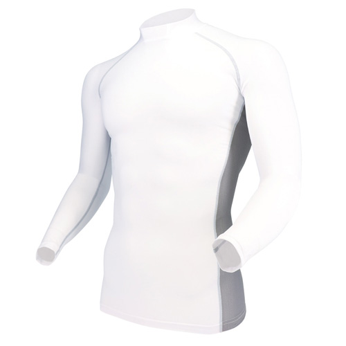 おたふく 冷感 消臭 パワーストレッチ長袖ハイネックシャツ ホワイト M JW-625-WH-M