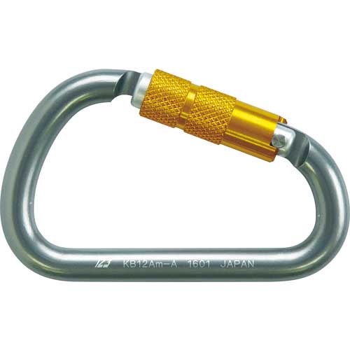 123 カラビナ オートロック アルミ12 変D型 アルミ環 KB12AM-A
