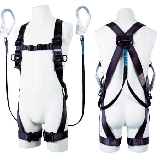 【廃番】藤井電工 ツヨロン 藤井電工 ツヨロンフルハーネス安全帯黒影Gカットツインランヤード R-504-2GC-BX