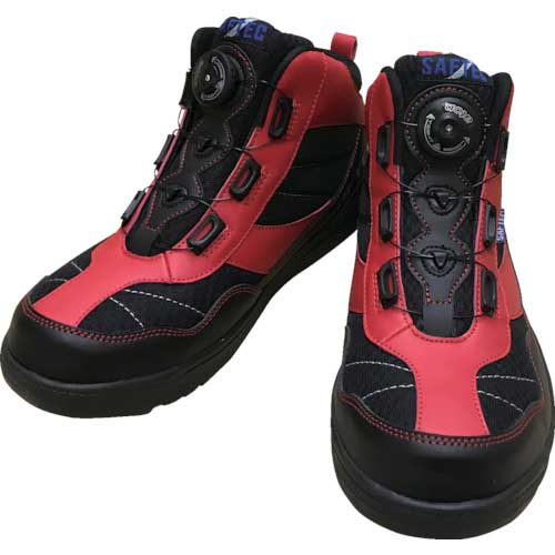 【廃番】ミツウマ ダイヤル式先芯入りハイカットスニーカー セーフテック レッド SF932-RD