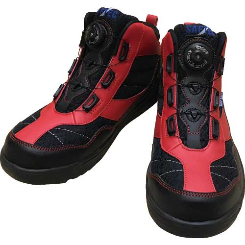 【廃番】ミツウマ 作業靴 セーフテック932 ダイヤル式先芯入りハイカットスニーカー レッド 27.0 SF932-RD-27.0
