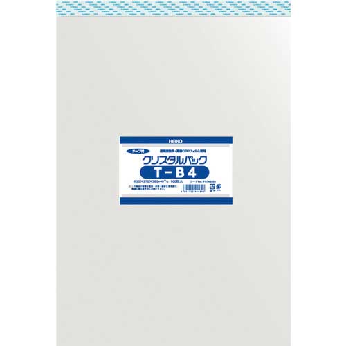 HEIKO OPP袋 テープ付き クリスタルパック T-B4 100枚入り 6743300 T27-38