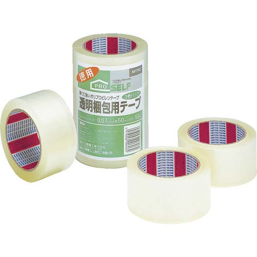 ニトムズ 透明梱包テープ3P 幅50mm×長さ50m J6040