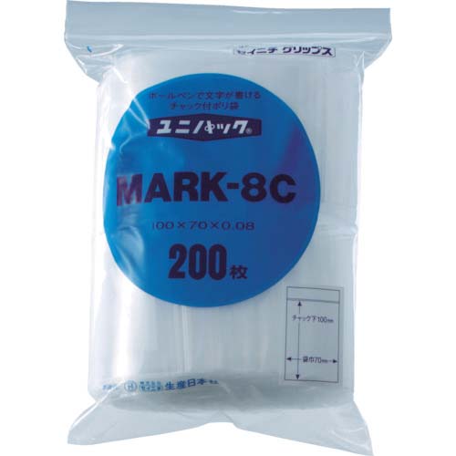 セイニチ チャック付ポリ袋 ユニパック MARK-8G 透明 縦200×横140×厚さ0.08mm 100枚入